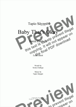 page one of Baby, That's Okay (pop song)