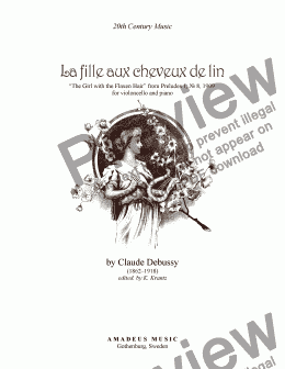 page one of La fille aux cheveux de lin / The Girl with the Flaxen Hair for cello and piano