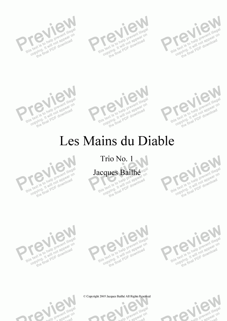 page one of Les Mains du Diable - String Trio No. 1