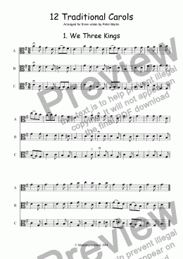 page one of Twelve Traditional Carols - Viola Trio