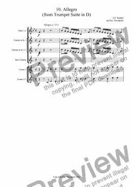 page one of Water Music Suite: Mvt.10 Allegro (from the Trumpet Suite in D)