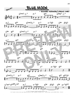 page one of Blue Moon (Real Book – Melody & Chords)