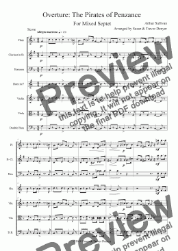 page one of Overture - The Pirates of Penzance - Sullivan - Mixed Septet - Score