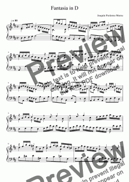page one of Fantasia in D major 