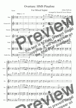 page one of Overture- HMS Pinafore - Sullivan - Mixed Septet - Score