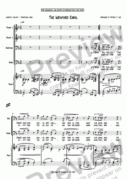 page one of The Wexford Carol (for TTBB chorus and piano)