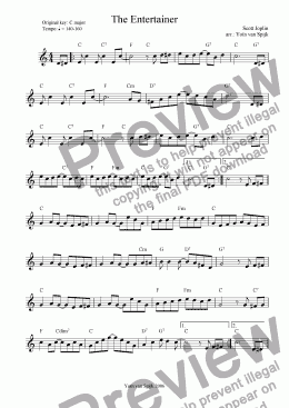 page one of The Entertainer - Lead Sheet