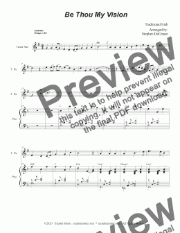 page one of Be Thou My Vision (Tenor Saxophone and Piano)