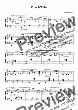 page one of "French Waltz" Solo piano- Advanced Intermediate