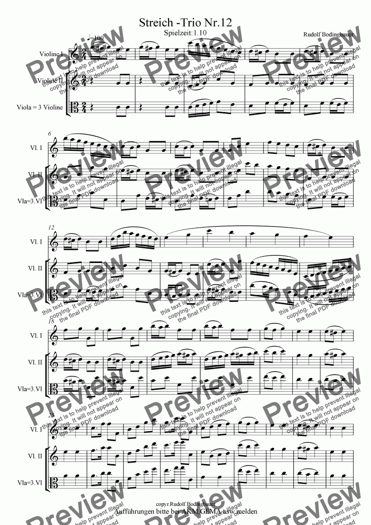 page one of Trio Nr.12 f�r Streicher