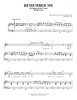 page one of Remember Me (Ernesto de la Cruz) (from Coco) (Piano & Vocal)