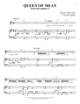page one of Queen Of Mean (from Disney's Descendants 3) (Piano & Vocal)