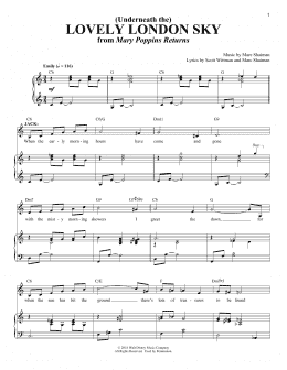 page one of (Underneath The) Lovely London Sky (from Mary Poppins Returns) (Piano & Vocal)