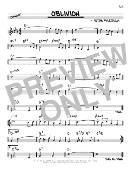 page one of Oblivion (Real Book – Melody & Chords)