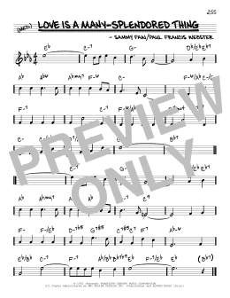 page one of Love Is A Many-Splendored Thing (Real Book – Melody & Chords)