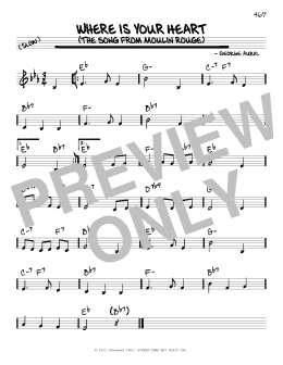 page one of Where Is Your Heart (The Song From Moulin Rouge) (Real Book – Melody & Chords)