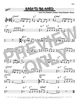 page one of Easy To Be Hard (Real Book – Melody & Chords)