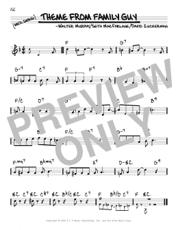 page one of Theme From Family Guy (Real Book – Melody & Chords)