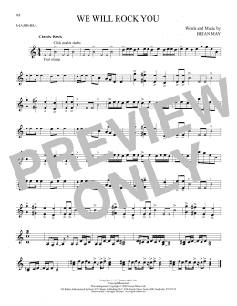 page one of We Will Rock You (Marimba Solo)