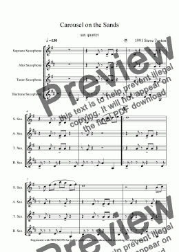 page one of Carousel on the Sands- sax quartet