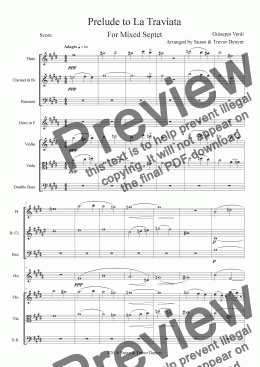 page one of Prelude to La Traviata - Verdi - Score - Septet
