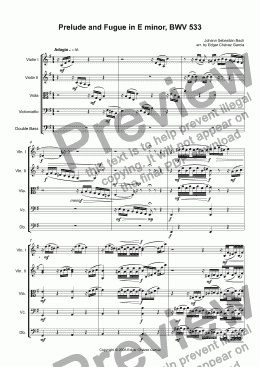 page one of Prelude and Fugue in E minor, BWV 533