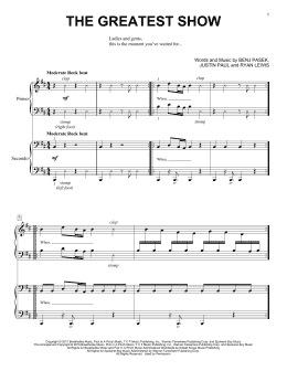page one of The Greatest Show (from The Greatest Showman) (Piano Duet)