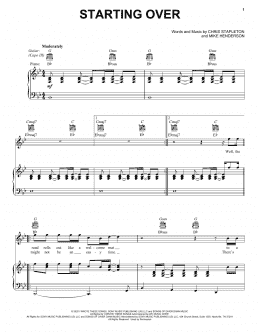 page one of Starting Over (Piano, Vocal & Guitar Chords (Right-Hand Melody))