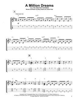 page one of A Million Dreams (from The Greatest Showman) (Easy Ukulele Tab)