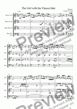 page one of Girl With the Flaxen Hair (Horn Quartet)