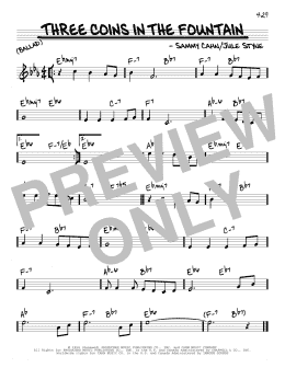 page one of Three Coins In The Fountain (Real Book – Melody & Chords)