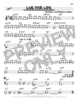 page one of Live For Life (Real Book – Melody & Chords)