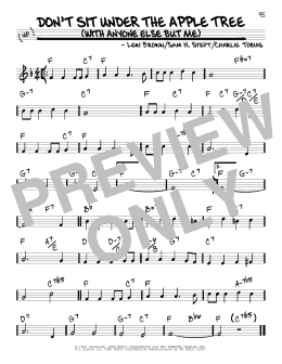 page one of Don't Sit Under The Apple Tree (With Anyone Else But Me) (Real Book – Melody & Chords)
