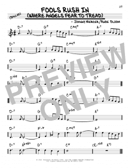page one of Fools Rush In (Where Angels Fear To Tread) (Real Book – Melody & Chords)