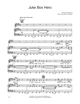 page one of Juke Box Hero (Piano, Vocal & Guitar Chords (Right-Hand Melody))