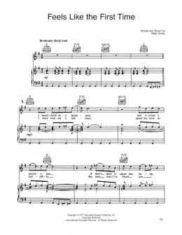 page one of Feels Like The First Time (Piano, Vocal & Guitar Chords (Right-Hand Melody))