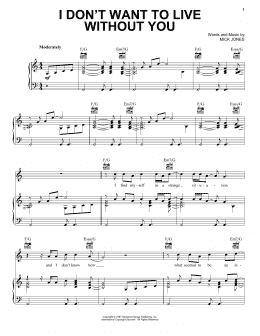 page one of I Don't Want To Live Without You (Piano, Vocal & Guitar Chords (Right-Hand Melody))