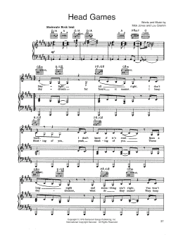 page one of Head Games (Piano, Vocal & Guitar Chords (Right-Hand Melody))