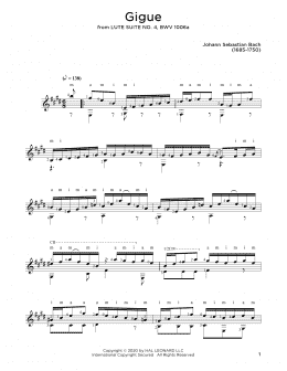 page one of Gigue (Solo Guitar Tab)