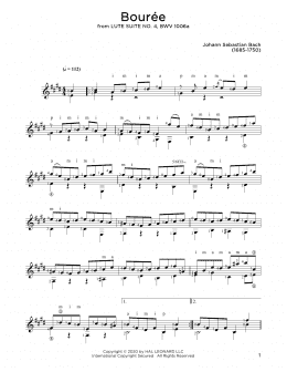 page one of Bouree (Solo Guitar)