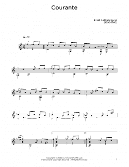 page one of Courante (Solo Guitar Tab)