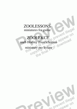 page one of ZOOLESSONS (Zoolekce) - 11 miniatures for guitar