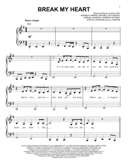 page one of Break My Heart (Easy Piano)