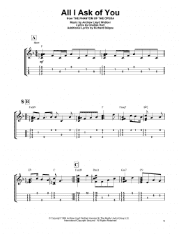 page one of All I Ask Of You (from The Phantom Of The Opera) (Easy Ukulele Tab)