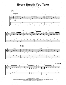 page one of Every Breath You Take (Easy Ukulele Tab)