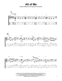page one of All Of Me (Easy Ukulele Tab)