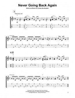 page one of Never Going Back Again (Easy Ukulele Tab)
