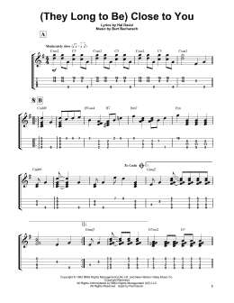 page one of (They Long To Be) Close To You (Easy Ukulele Tab)