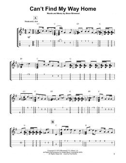 page one of Can't Find My Way Home (Easy Ukulele Tab)
