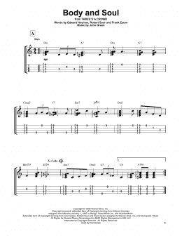 page one of Body And Soul (Easy Ukulele Tab)